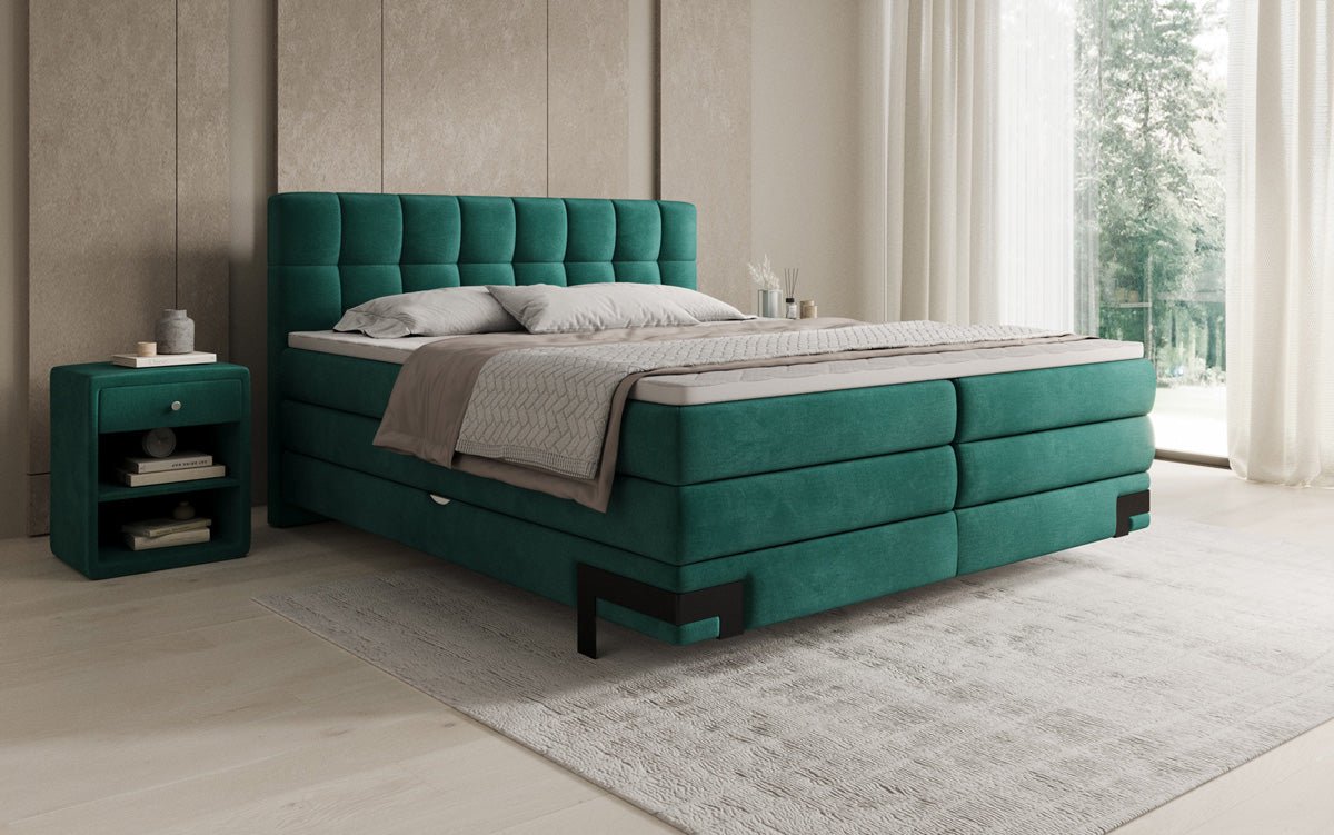 Lit boxspring Isabell avec rangement en velours