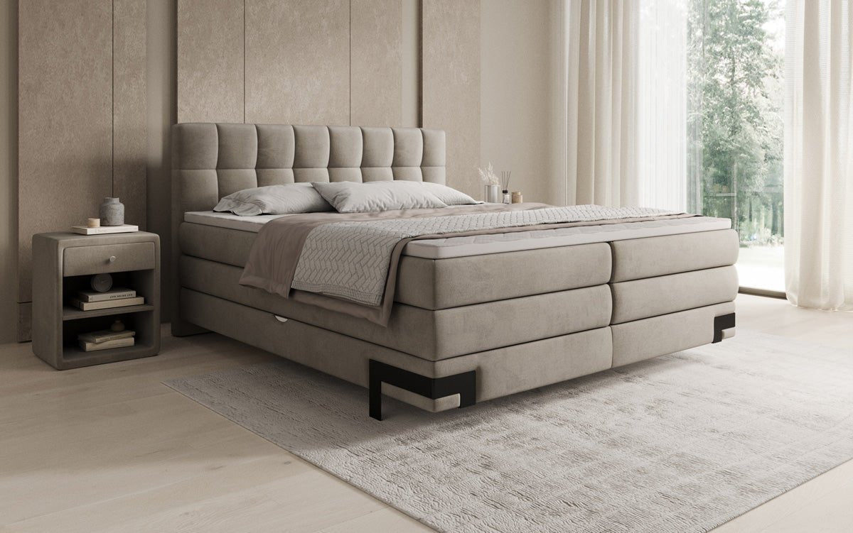 Lit boxspring Isabell avec rangement en velours