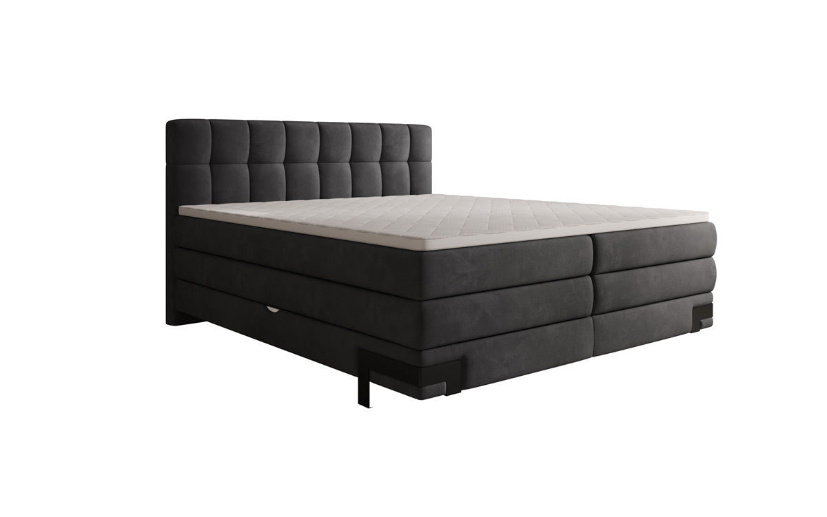 Lit boxspring Isabell avec rangement en velours
