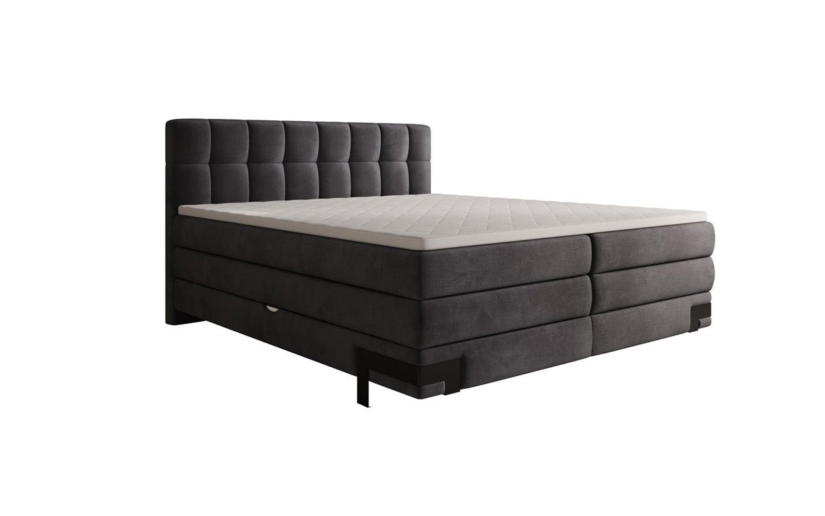 Lit boxspring Isabell avec rangement en velours