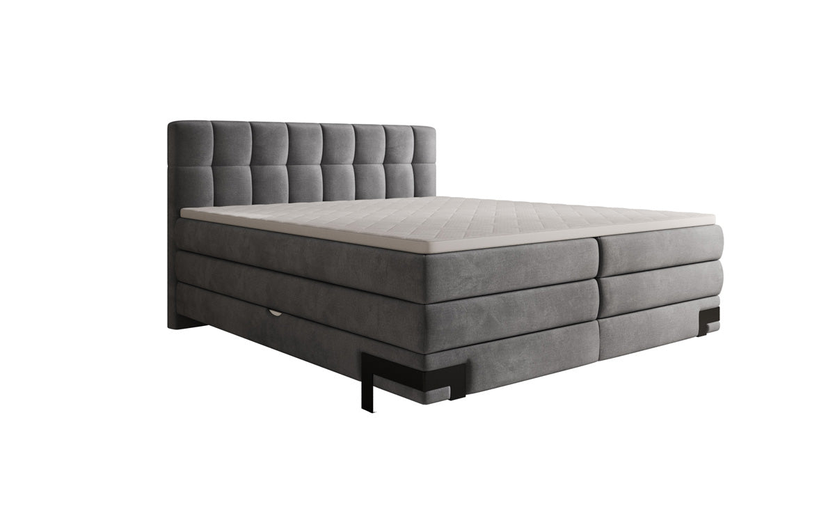 Lit boxspring Isabell avec rangement en velours
