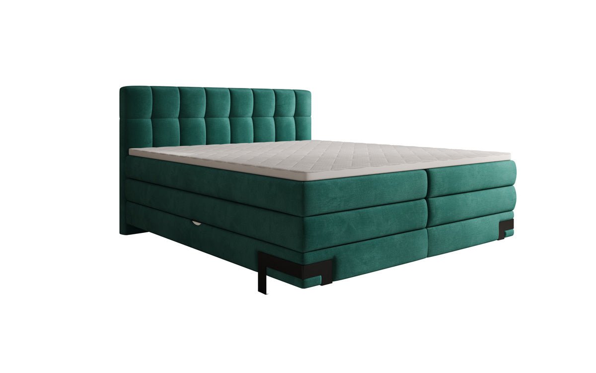Lit boxspring Isabell avec rangement en velours