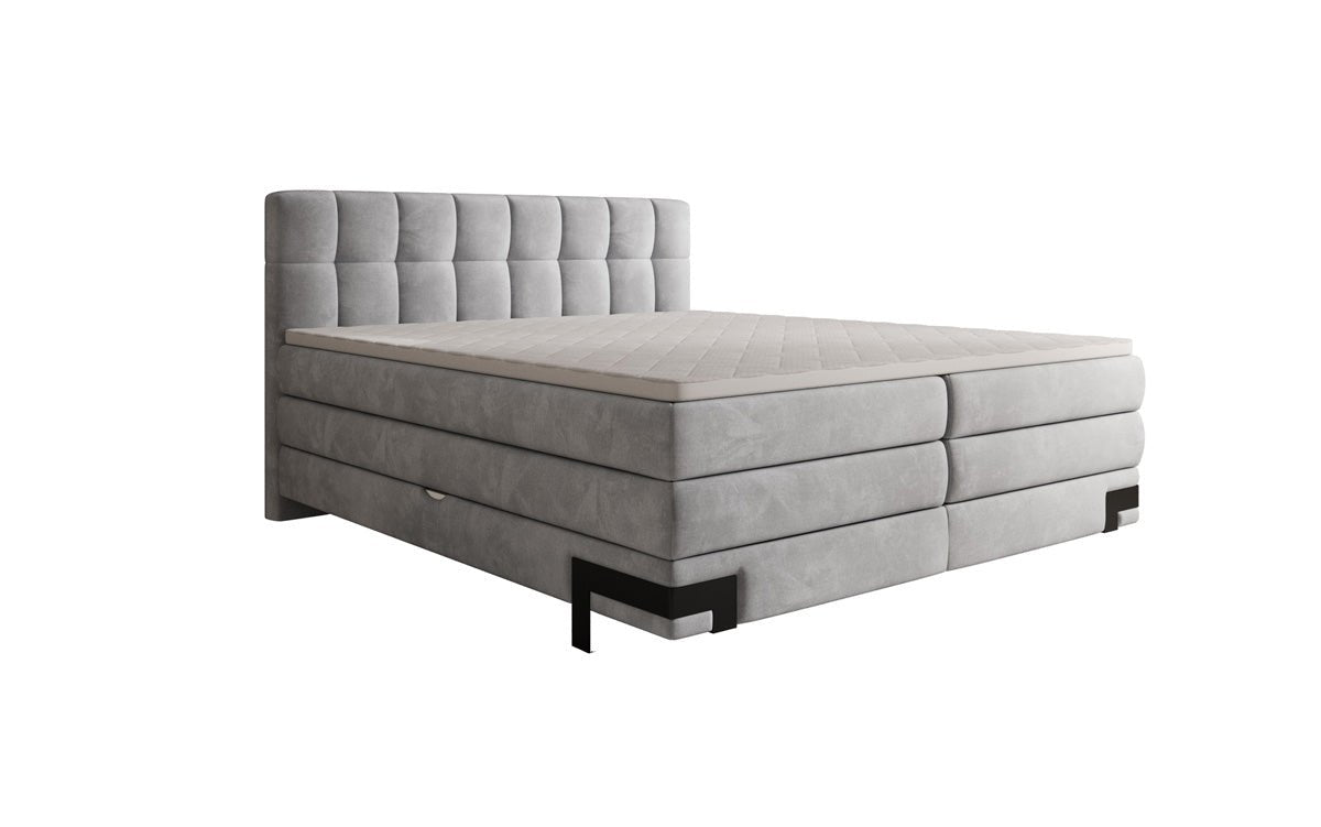 Lit boxspring Isabell avec rangement en velours