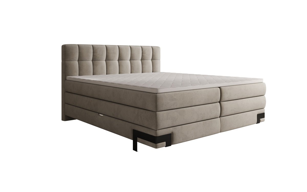 Lit boxspring Isabell avec rangement en velours