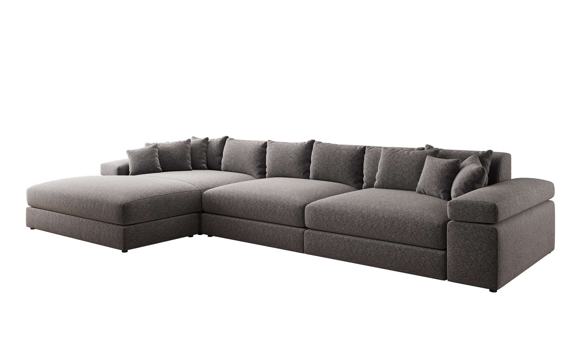 Designer sofa Bernardo L Maxi with wide ottoman in textured fabric
