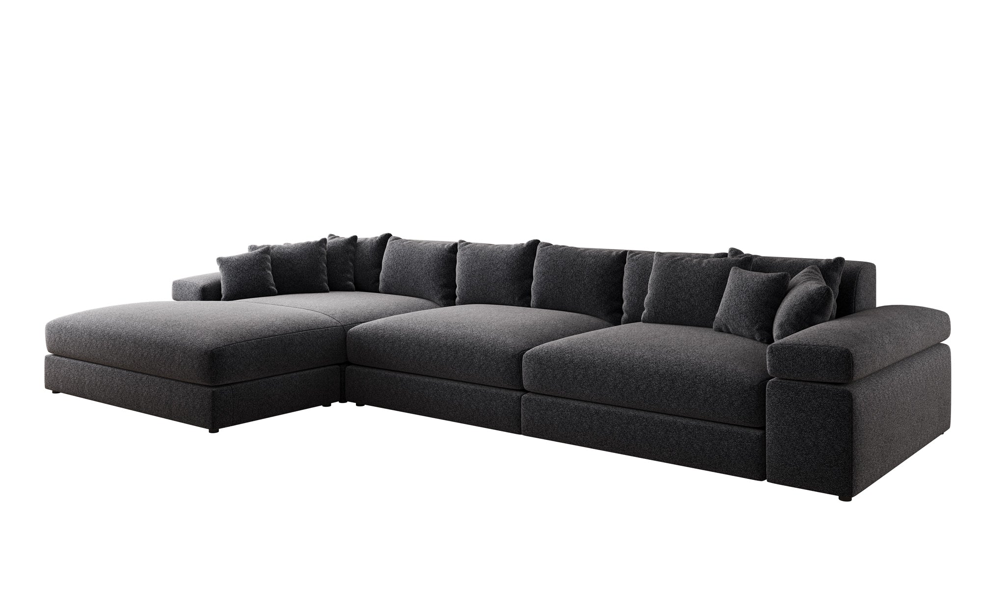 Designer sofa Bernardo L Maxi with wide ottoman in textured fabric