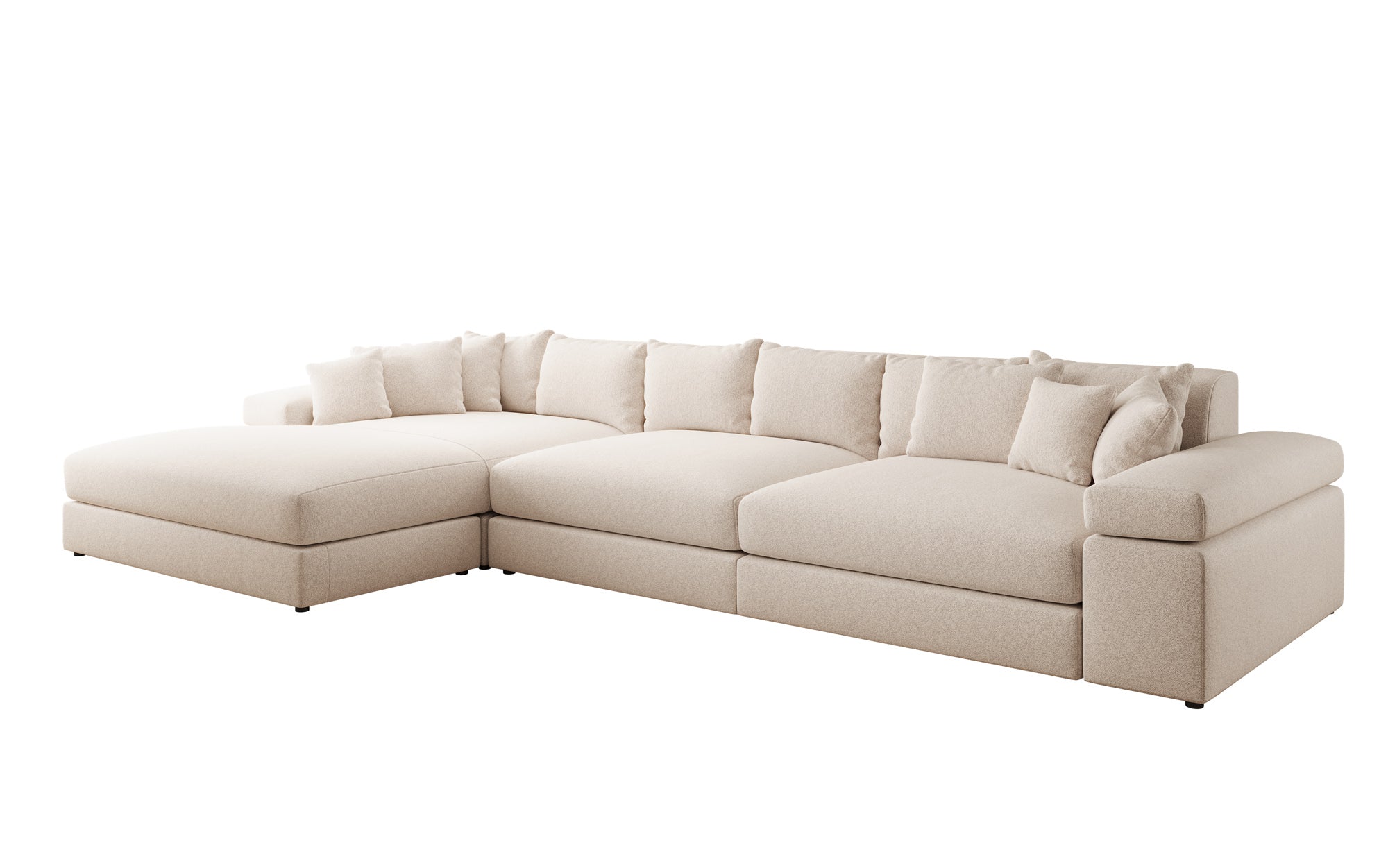 Designer sofa Bernardo L Maxi with wide ottoman in textured fabric