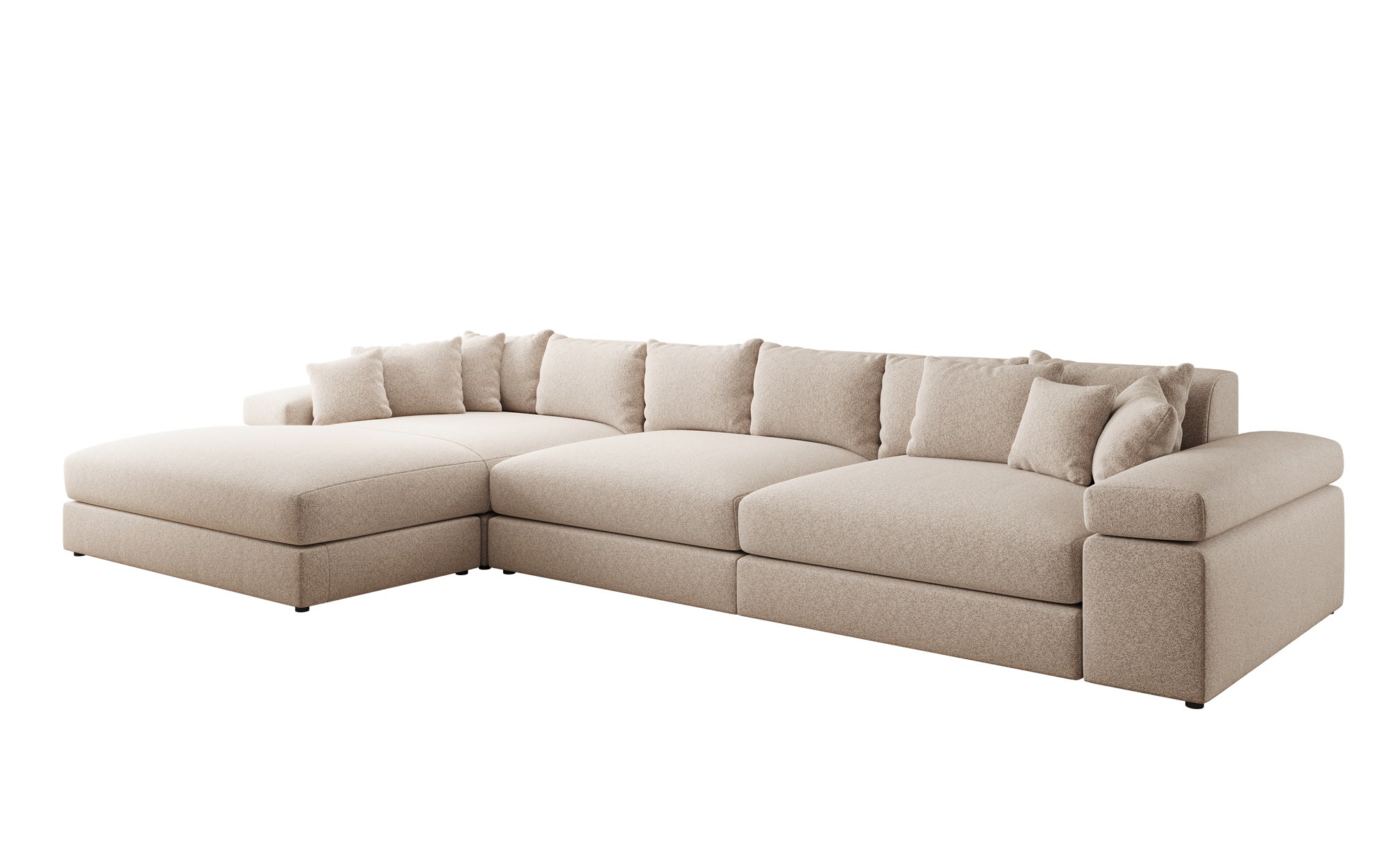 Designer sofa Bernardo L Maxi with wide ottoman in textured fabric