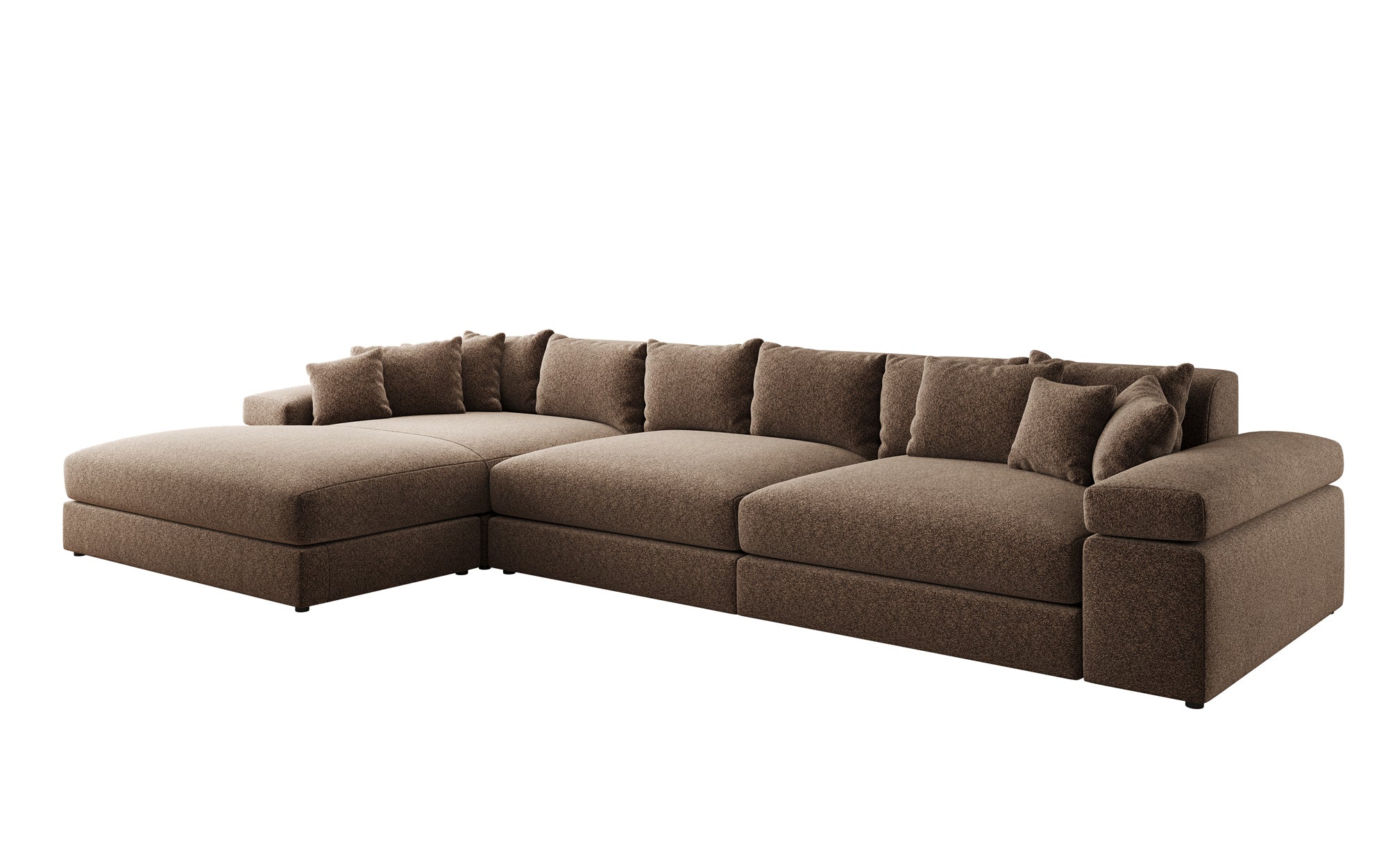 Designer sofa Bernardo L Maxi with wide ottoman in textured fabric
