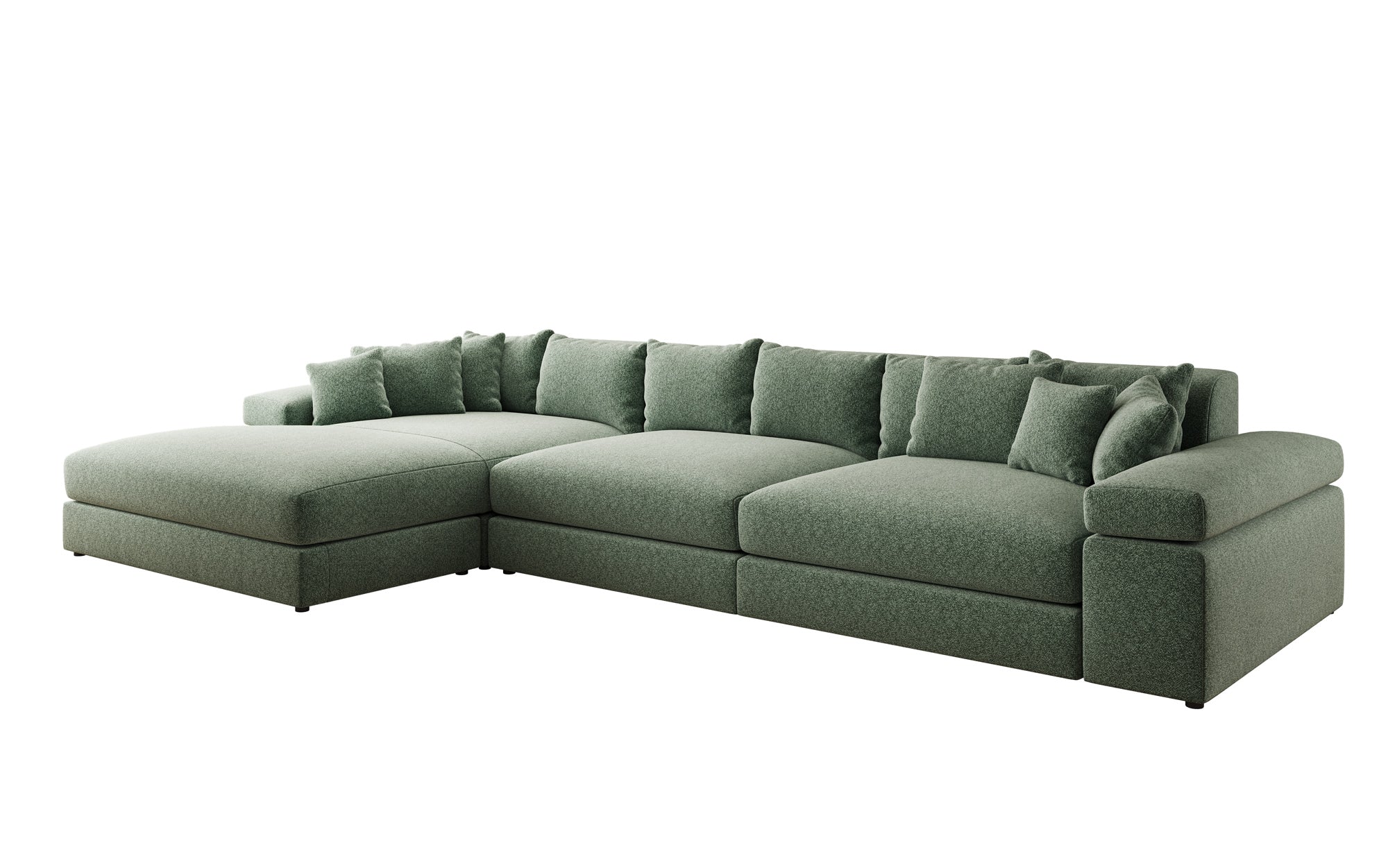 Designer sofa Bernardo L Maxi with wide ottoman in textured fabric