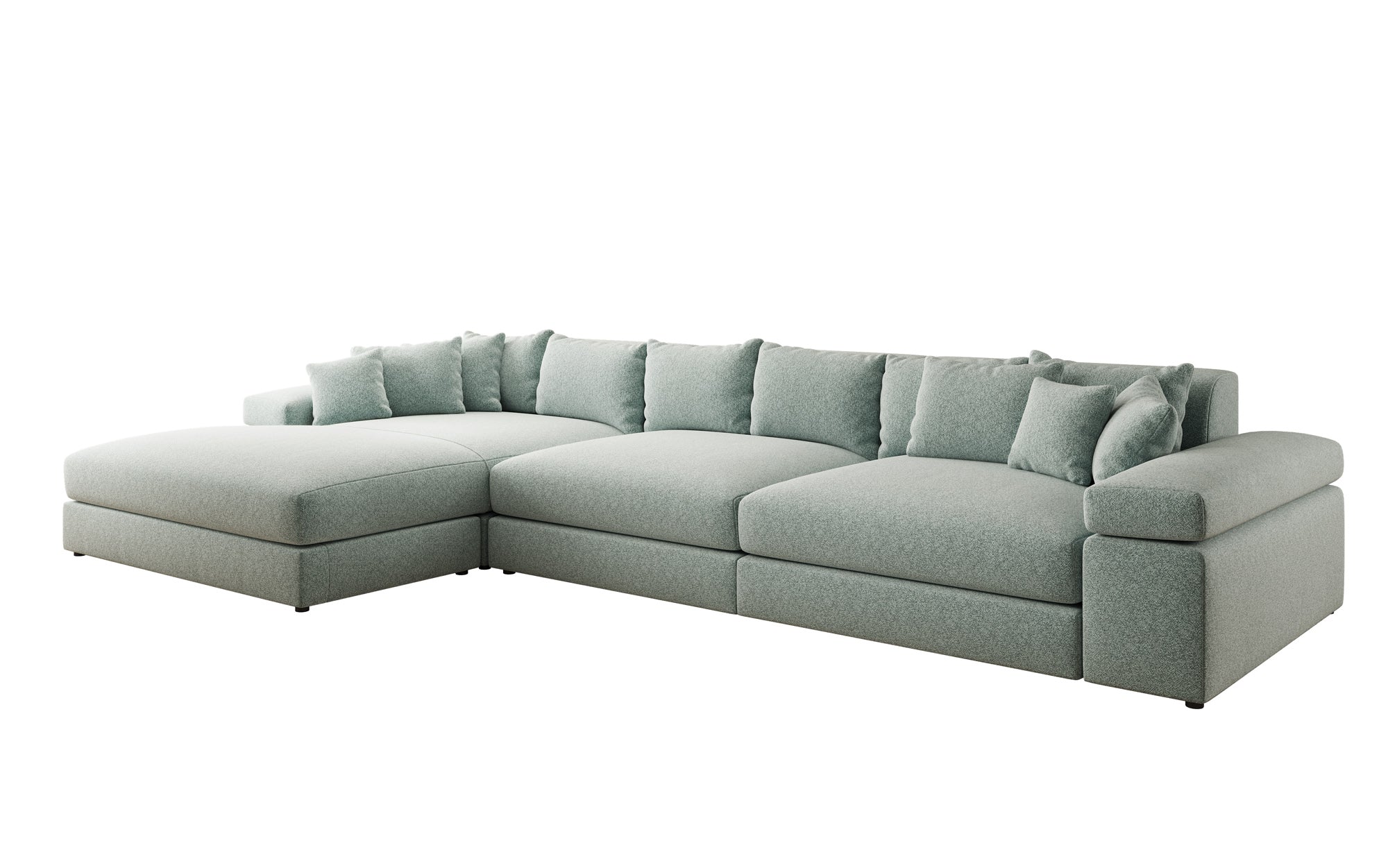 Designer sofa Bernardo L Maxi with wide ottoman in textured fabric