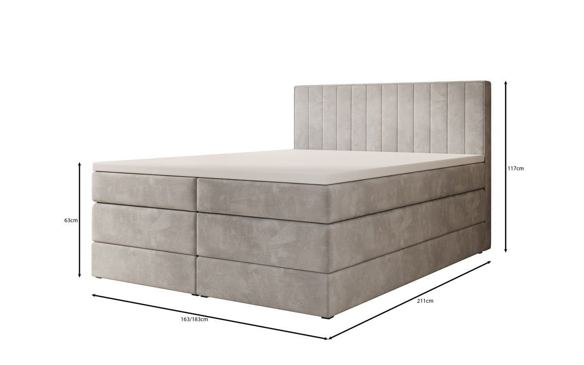 Box spring bed Avera with storage in velvet