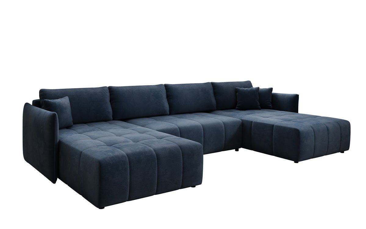 Designer Sofa Velaro U mat Schloof- an Zesummeklappfunktioun a Samt