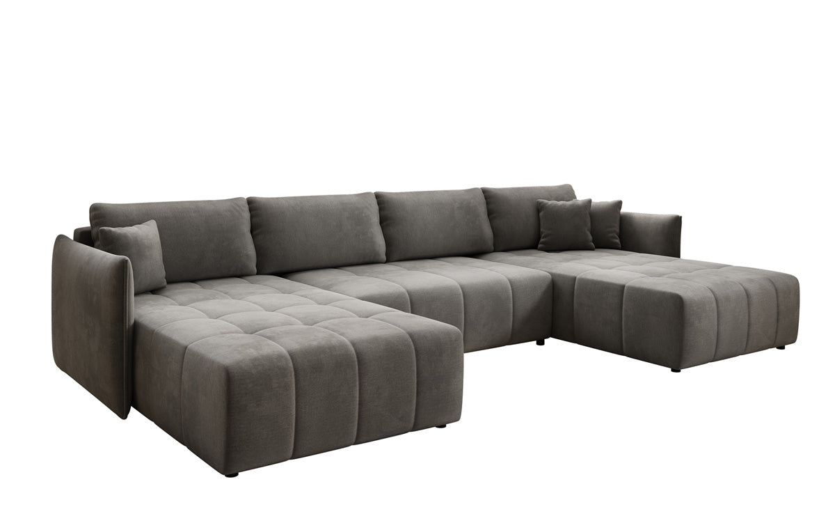 Designer Sofa Velaro U mat Schloof- an Zesummeklappfunktioun a Samt