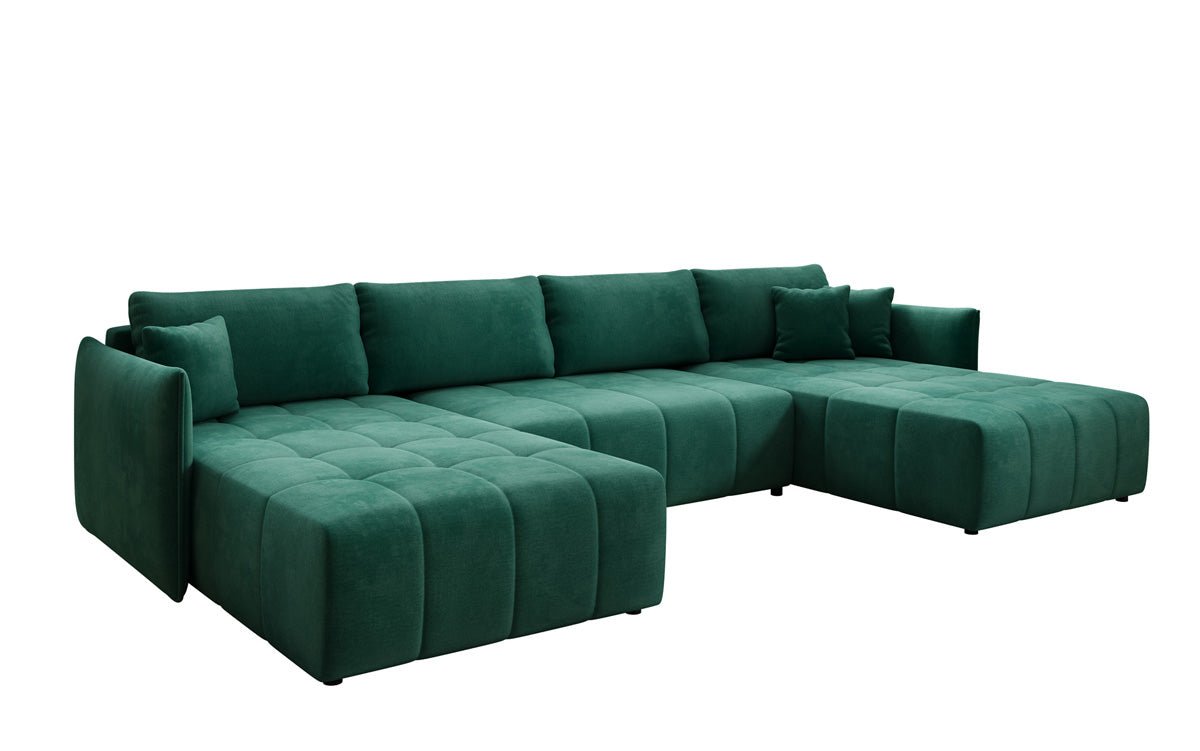 Designer Sofa Velaro U mat Schloof- an Zesummeklappfunktioun a Samt