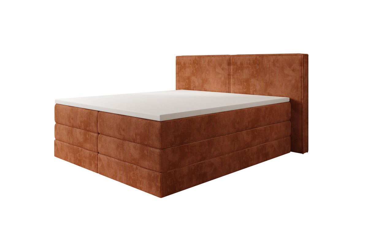 Box spring bed Ophelia with lift-up storage in Corduroy