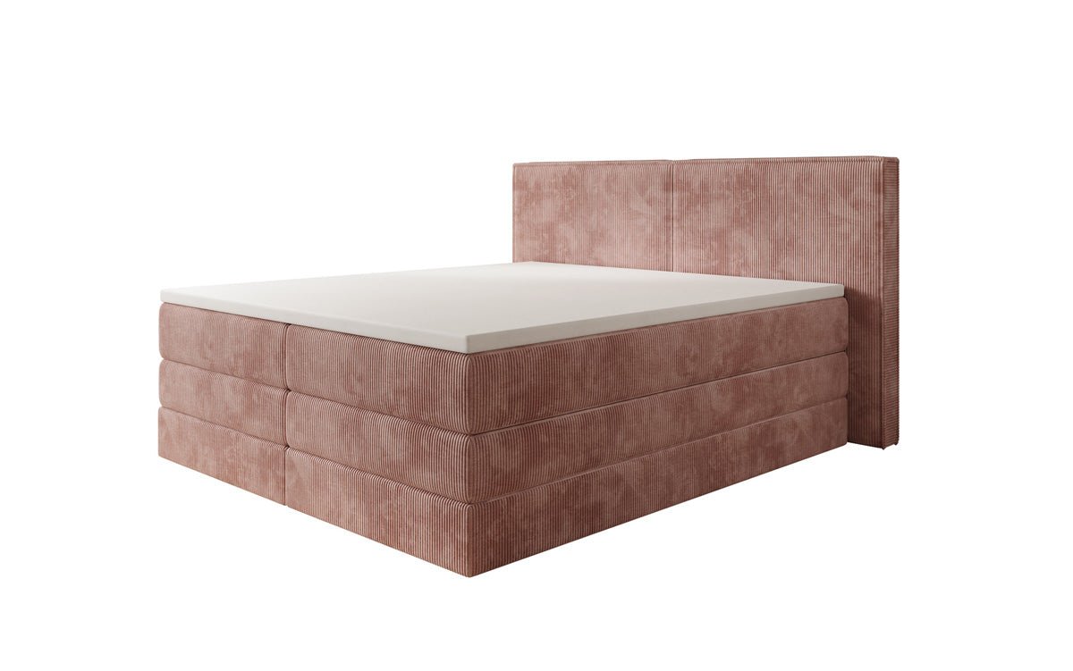 Box spring bed Ophelia with lift-up storage in Corduroy