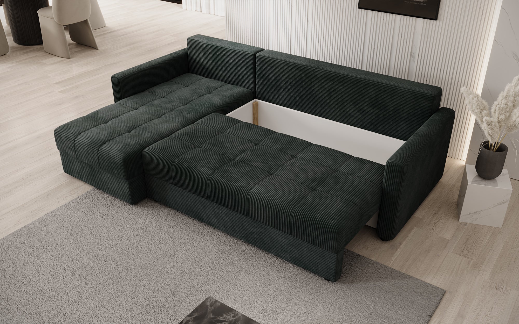 Designersofas Roma aus Cord mat Schloof- a Klappfunktioun
