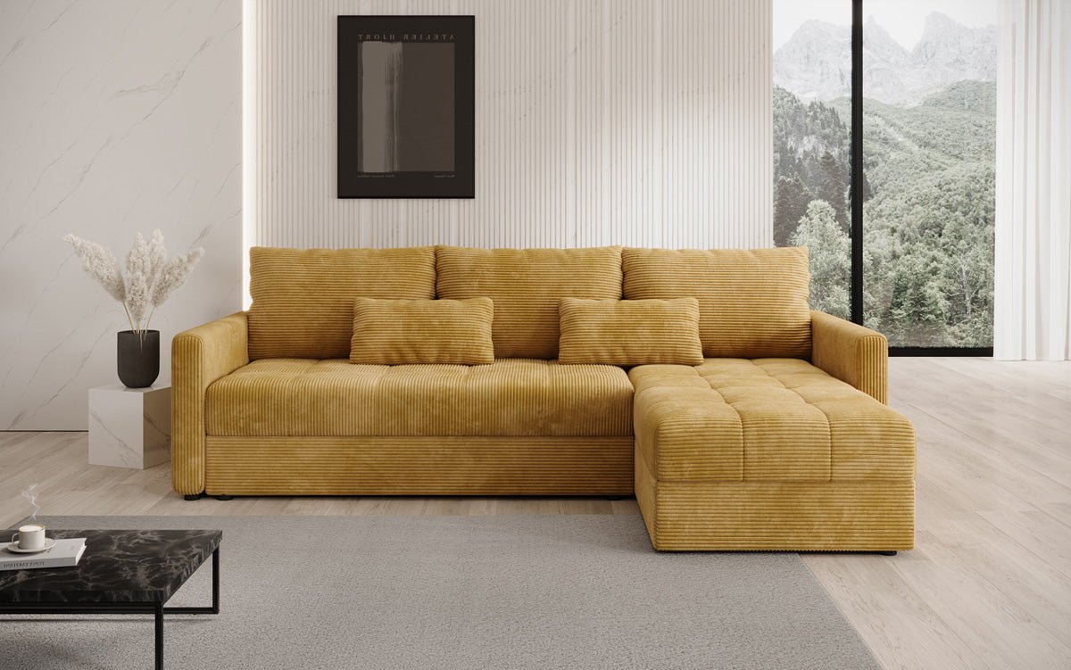 Designersofas Roma aus Cord mat Schloof- a Klappfunktioun