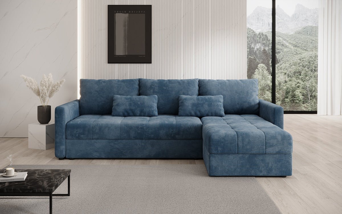 Designersofas Roma aus Cord mat Schloof- a Klappfunktioun
