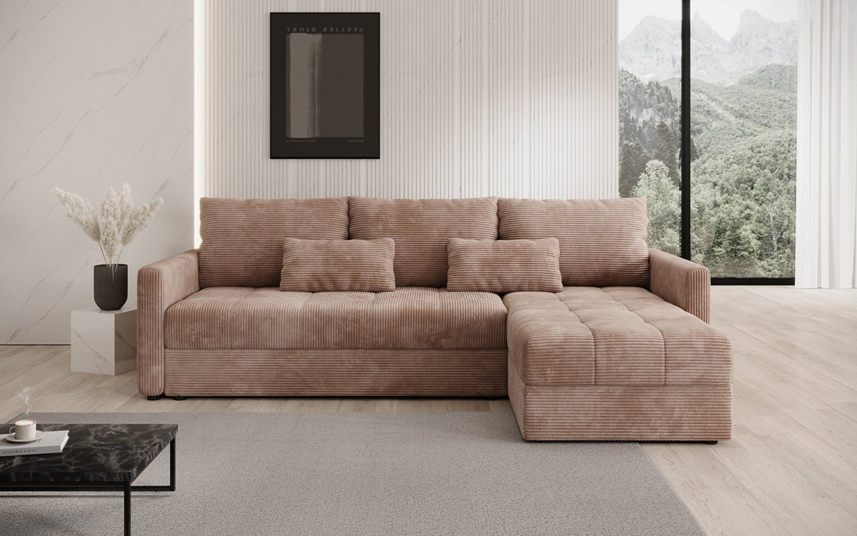 Designersofas Roma aus Cord mat Schloof- a Klappfunktioun