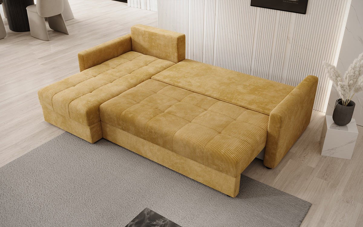 Designersofas Roma aus Cord mat Schloof- a Klappfunktioun