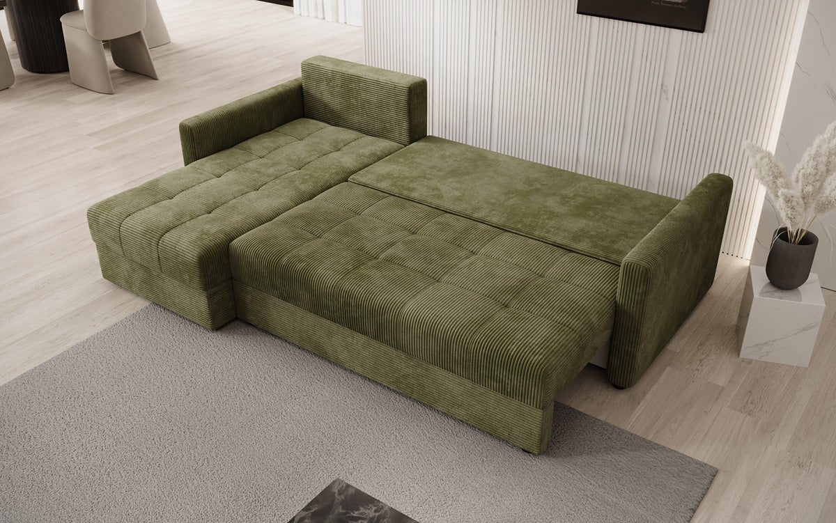 Designersofas Roma aus Cord mat Schloof- a Klappfunktioun