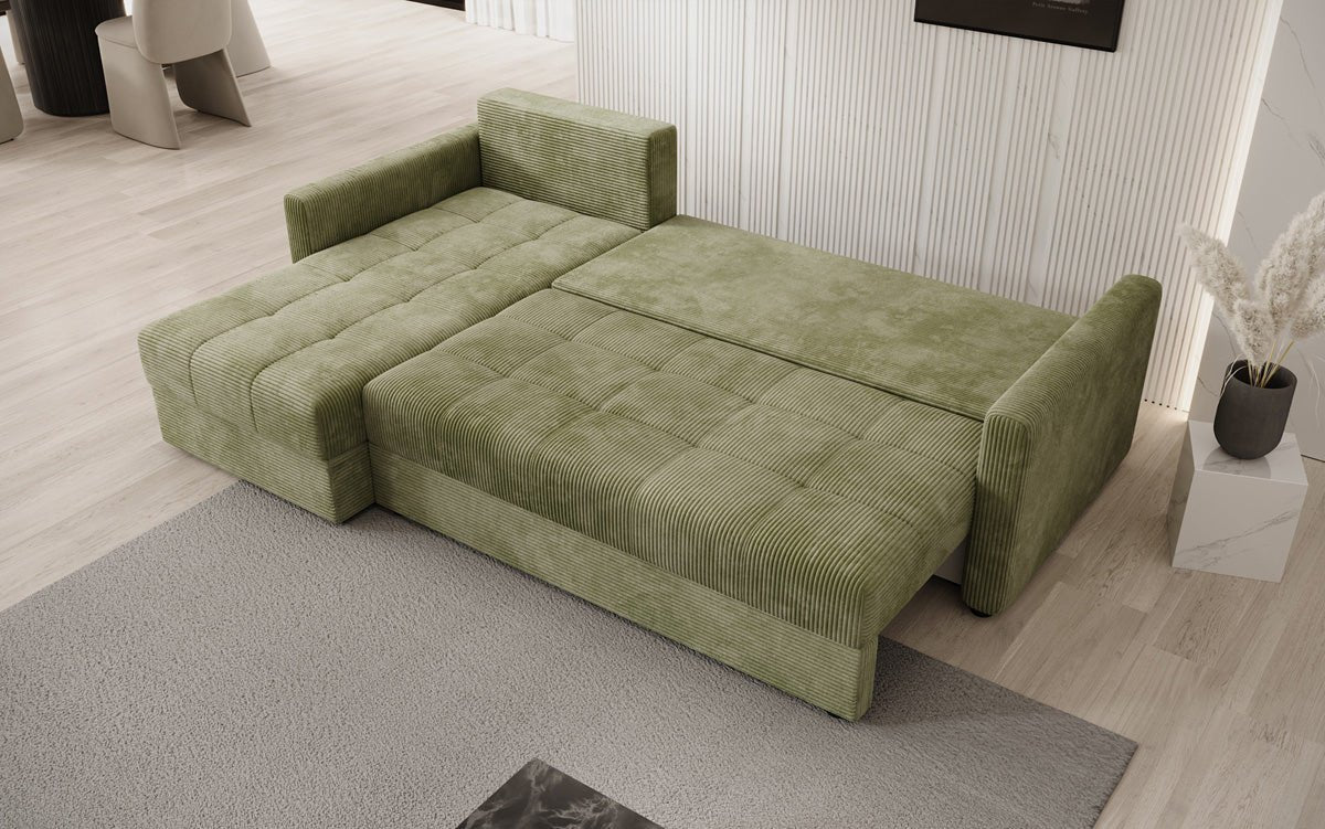 Designersofas Roma aus Cord mat Schloof- a Klappfunktioun