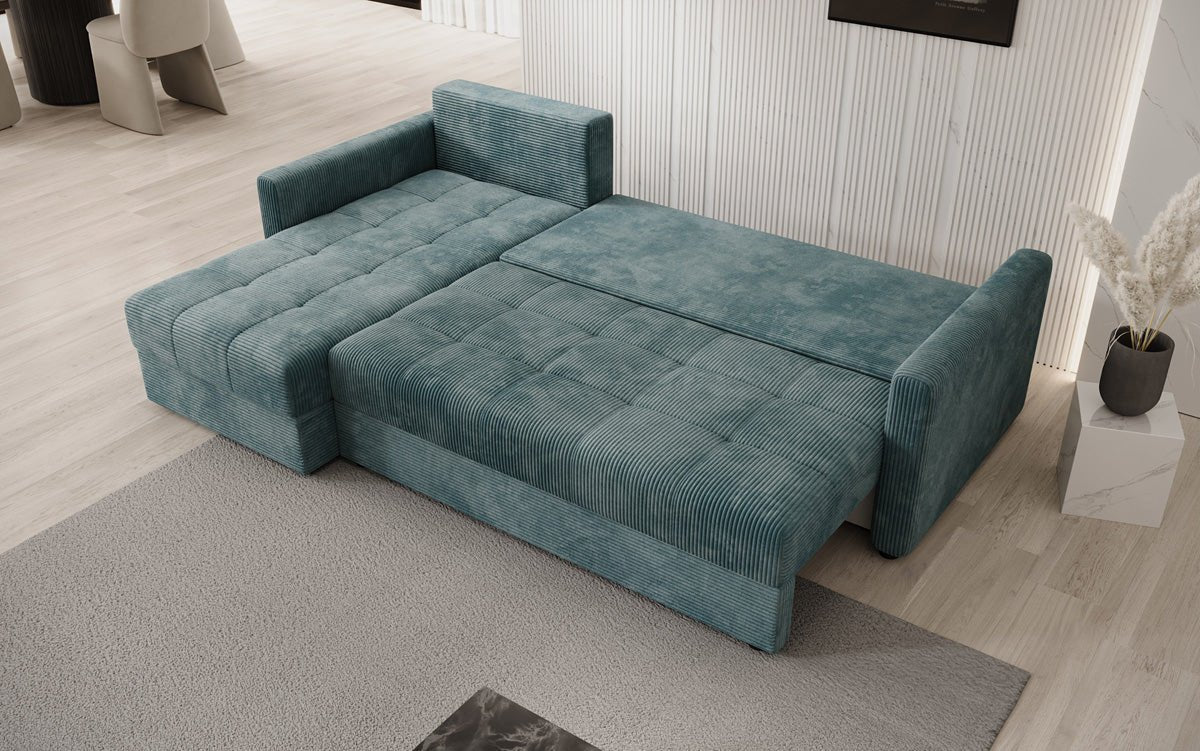 Designersofas Roma aus Cord mat Schloof- a Klappfunktioun