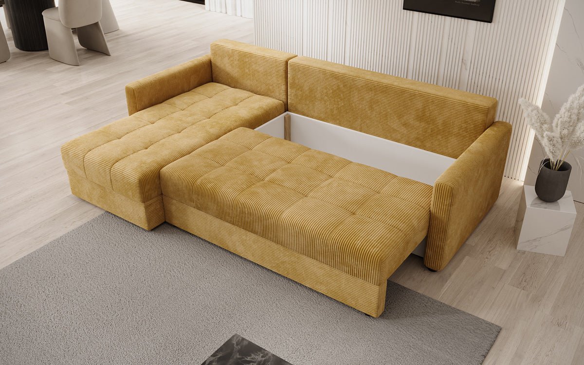 Designersofas Roma aus Cord mat Schloof- a Klappfunktioun