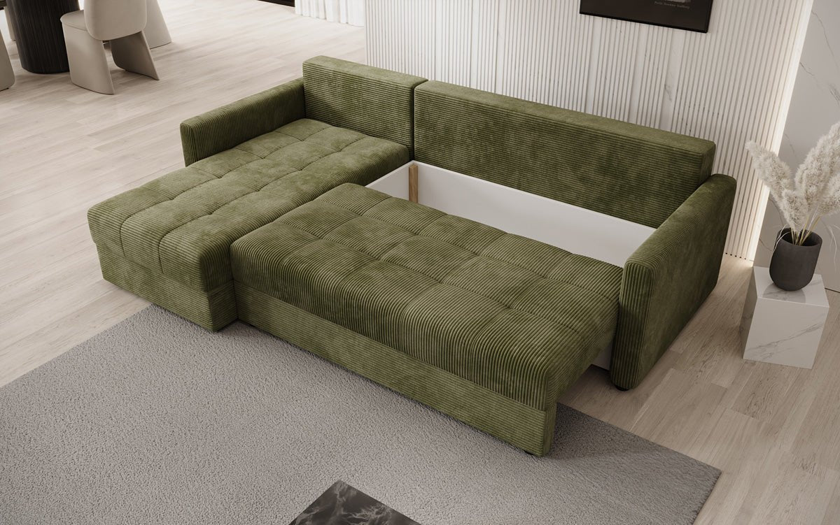 Designersofas Roma aus Cord mat Schloof- a Klappfunktioun