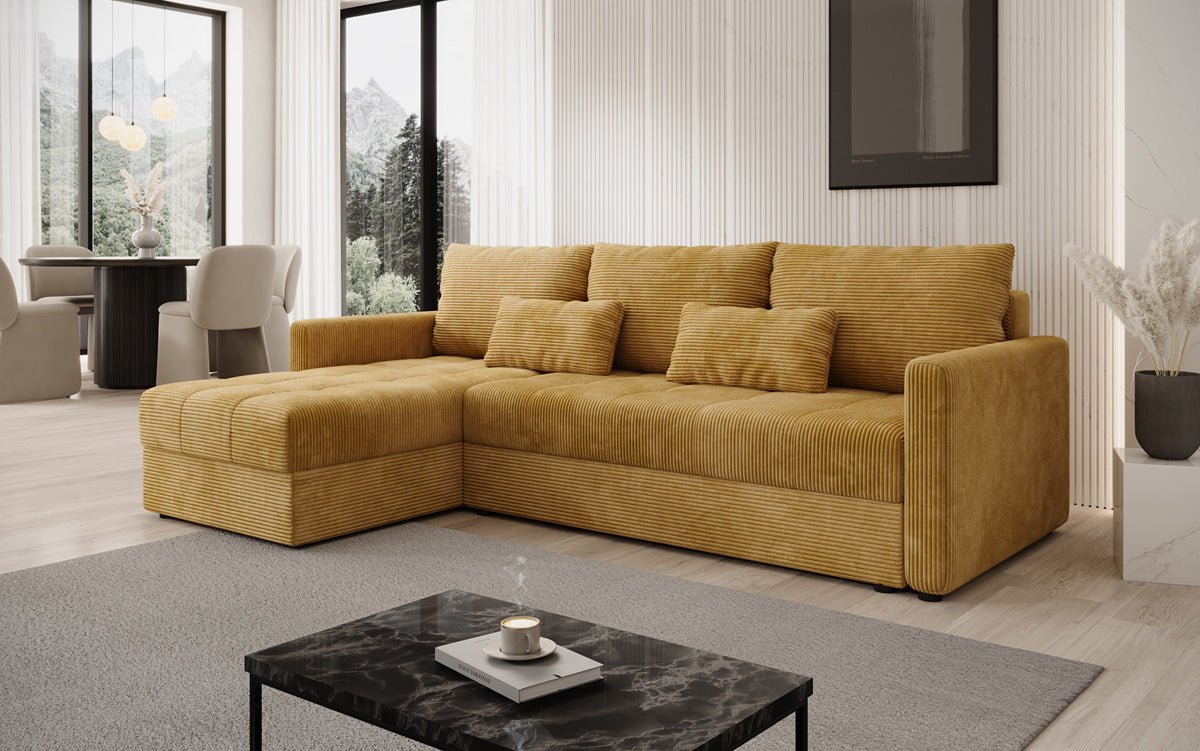 Designersofas Roma aus Cord mat Schloof- a Klappfunktioun