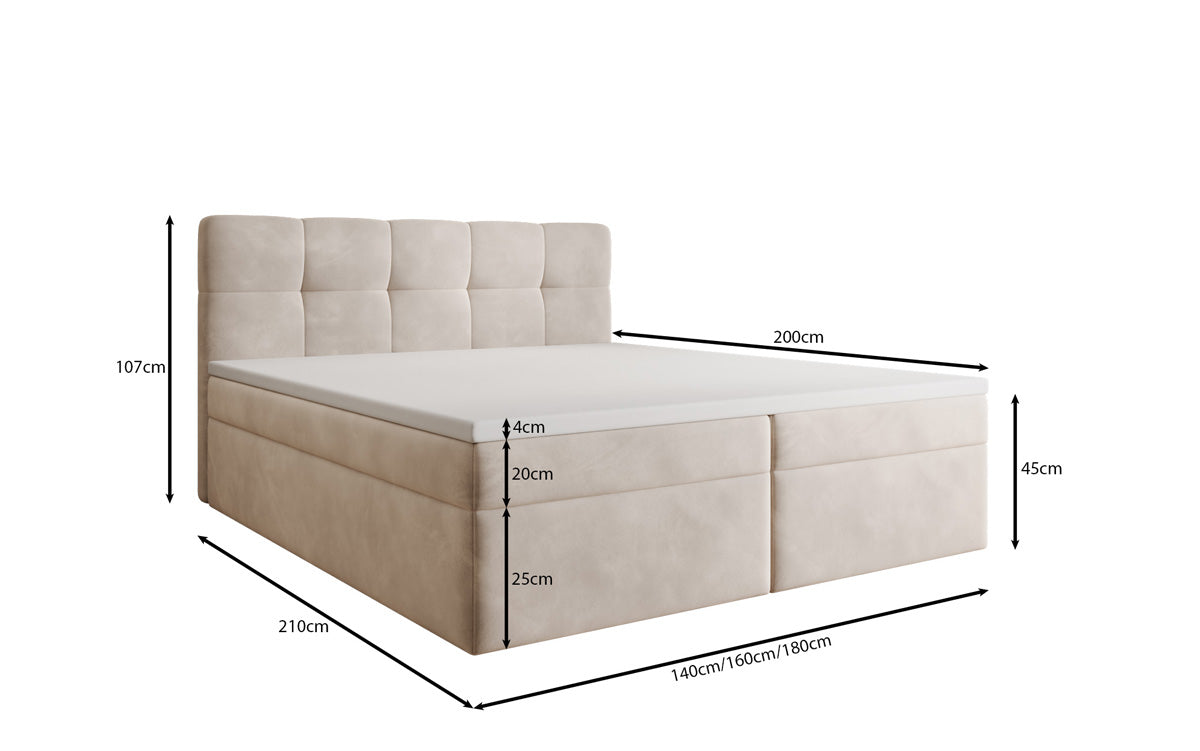 Boxspringbett Cozy II Samt mat Stauraum
