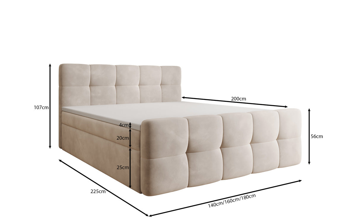 Lit boxspring Cozy Velours avec espace de rangement