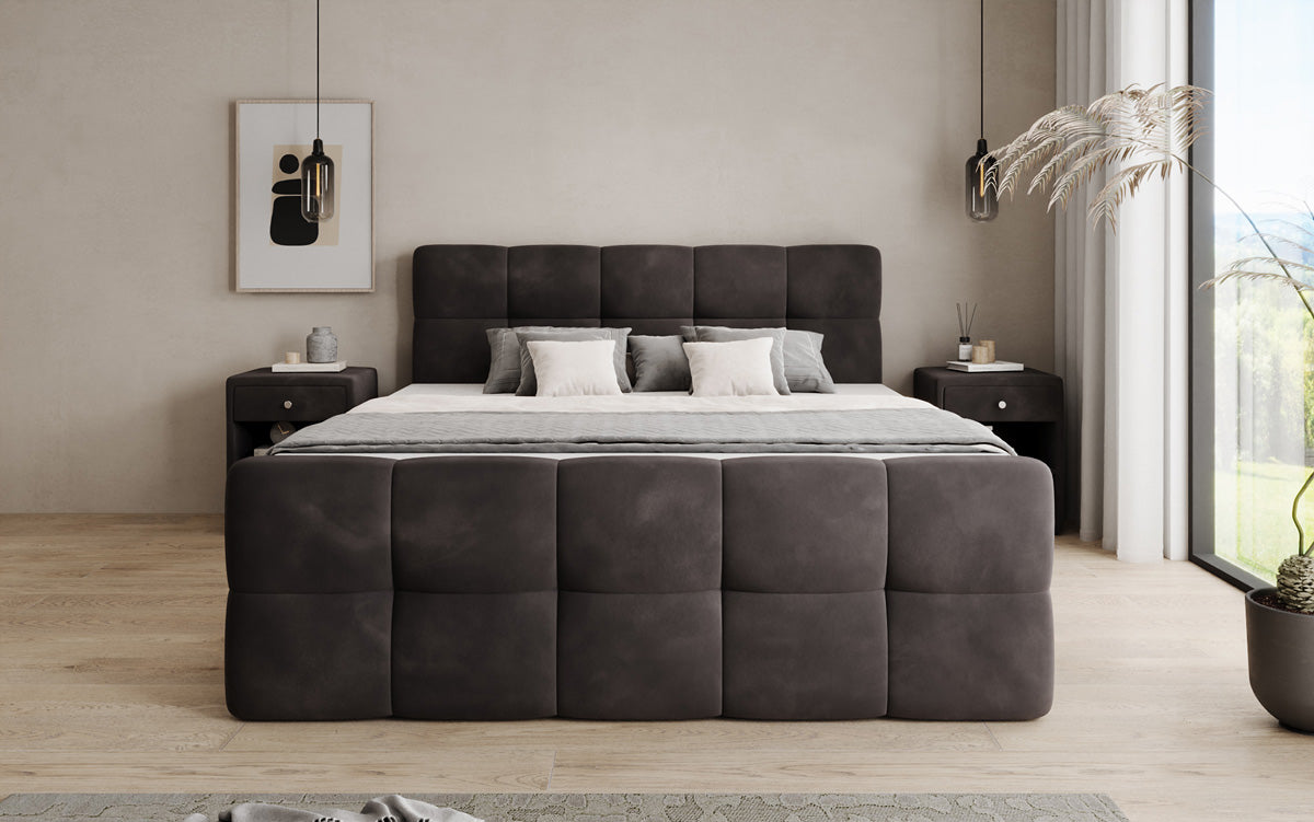 Lit boxspring Cozy Velours avec espace de rangement