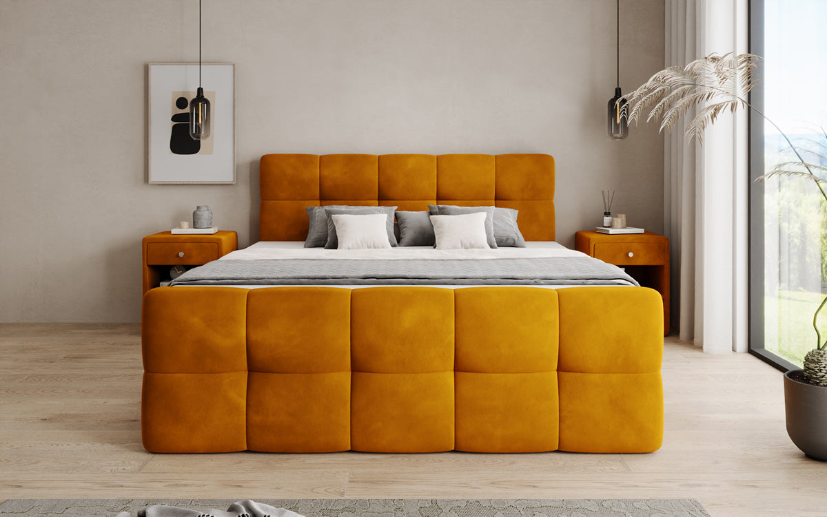 Lit boxspring Cozy Velours avec espace de rangement