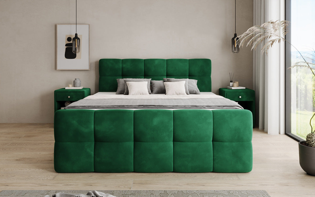 Lit boxspring Cozy Velours avec espace de rangement