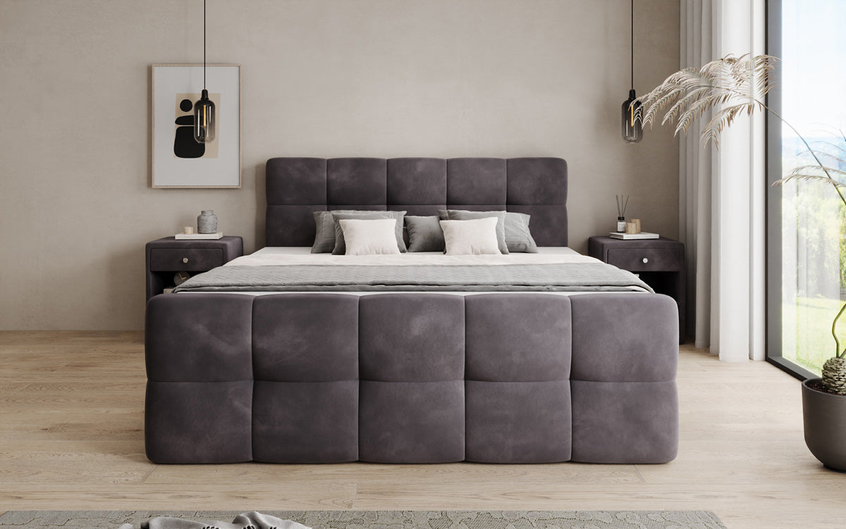 Lit boxspring Cozy Velours avec espace de rangement