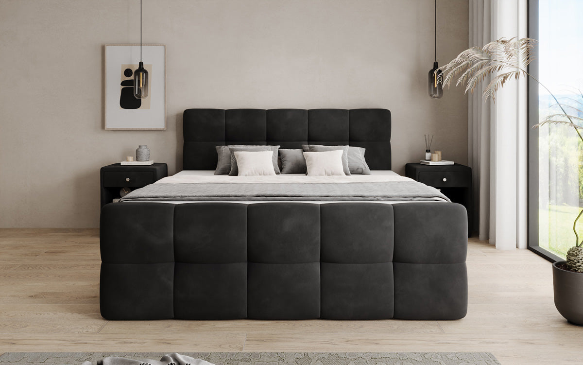 Lit boxspring Cozy Velours avec espace de rangement