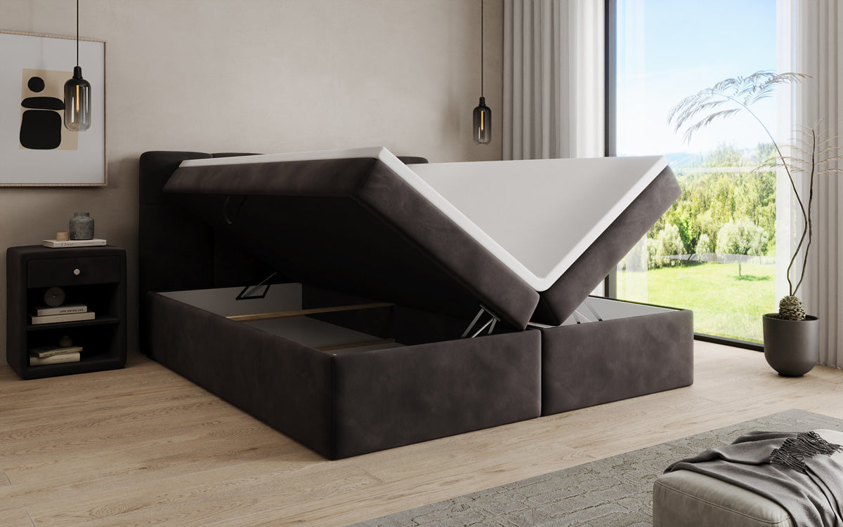 Boxspringbett Cozy II Samt mat Stauraum