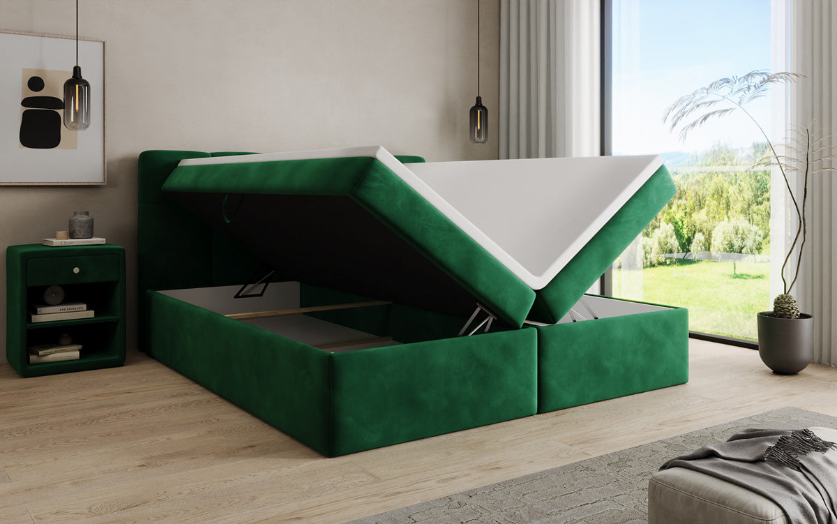 Boxspringbett Cozy II Samt mat Stauraum