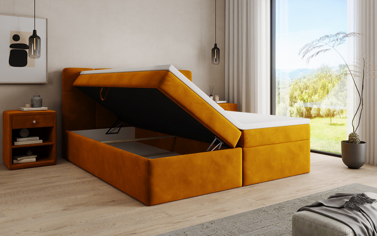 Boxspringbett Cozy II Samt mat Stauraum
