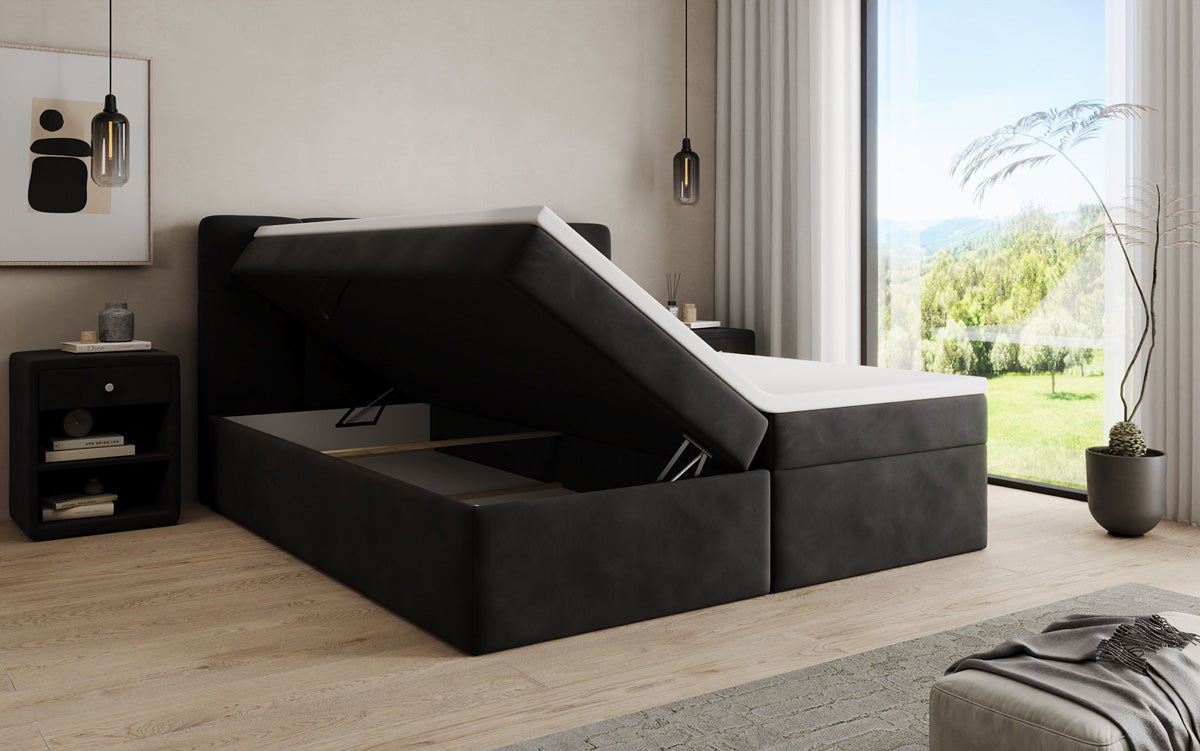Boxspringbett Cozy II Samt mat Stauraum