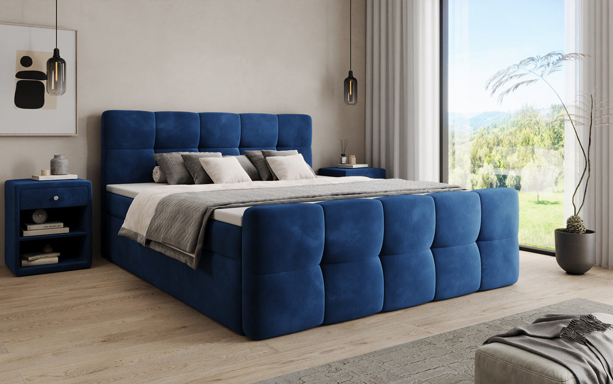 Lit boxspring Cozy Velours avec espace de rangement