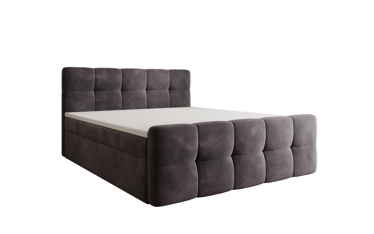 Lit boxspring Cozy Velours avec espace de rangement