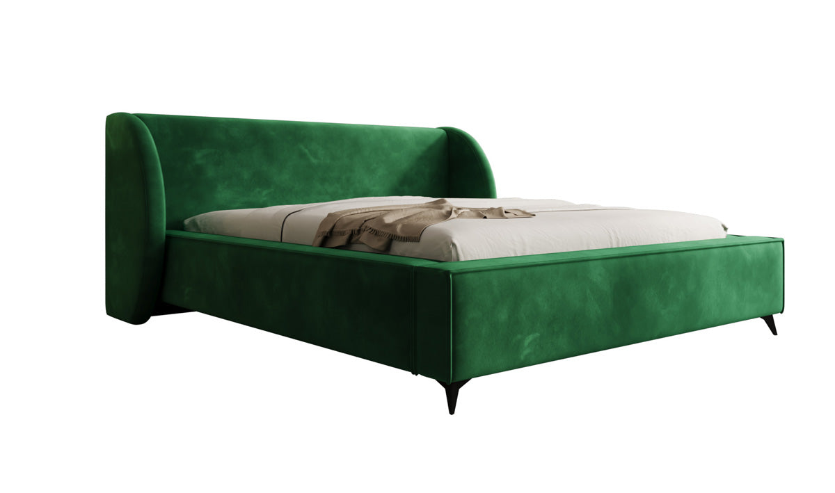 Designer-Polsterbett Freya aus Samett mat Stauraum