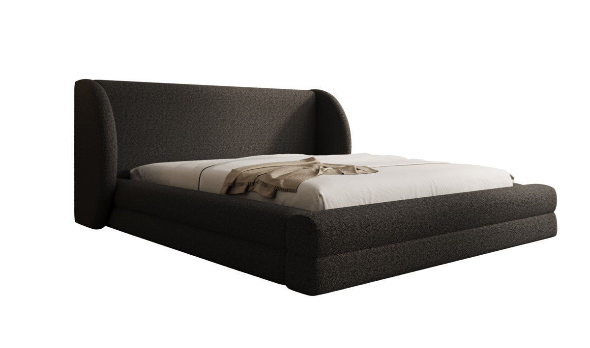 Lit rembourré design Liv en Peluche Bouclé avec rangement