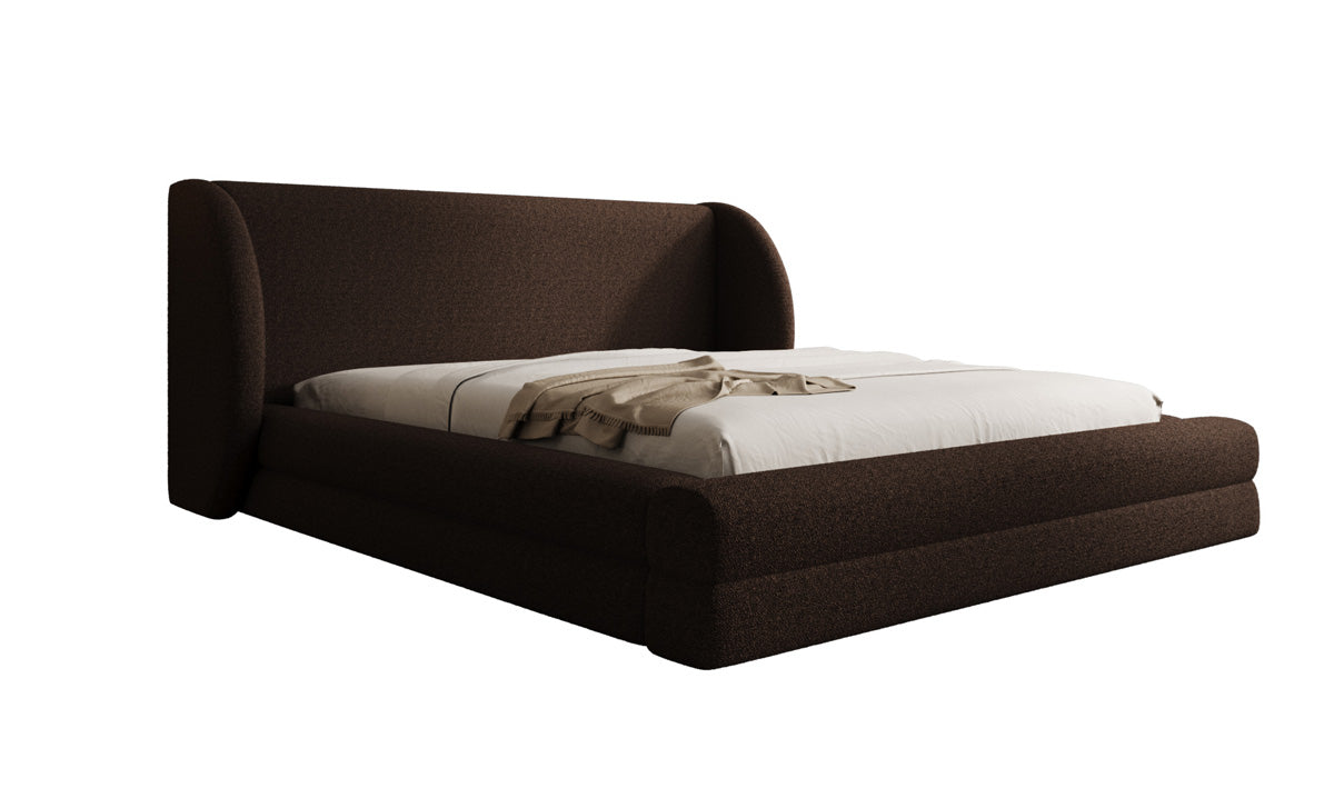 Lit rembourré design Liv en Peluche Bouclé avec rangement