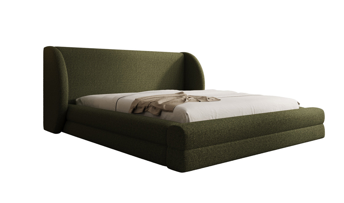 Lit rembourré design Liv en Peluche Bouclé avec rangement
