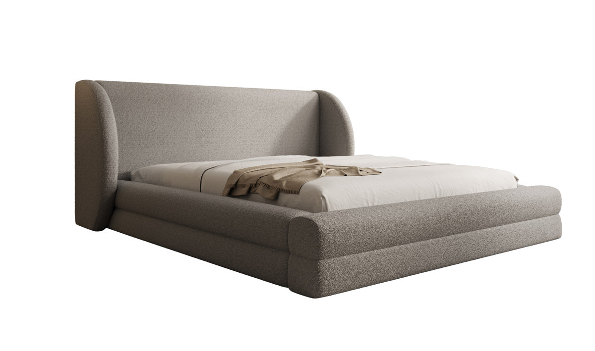 Lit rembourré design Liv en Peluche Bouclé avec rangement